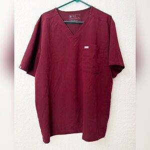 Figs Men's Leon 2 Pocket Burgundy Scrub Top Size- XXL
